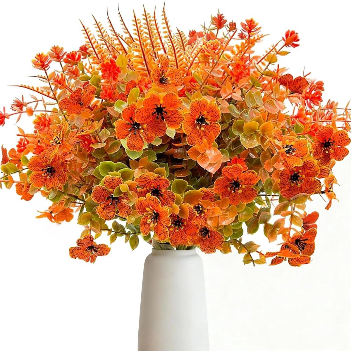 Kunstbloemen Herfstboeket Oranje - 8 Bundels Weerbestendige Nepbloemen voor Decoratie