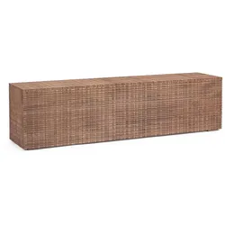 Couchtisch Panca aus Mangoholz, handgefertigte Schnitzereien, Retro Chic, braun, 140 cm