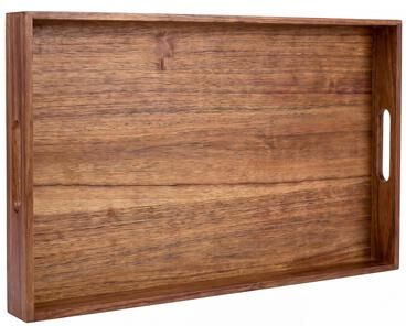 Jonathan Y Designs happimess Soren 17 In. W Handcrafted Large Acacia Wood Rectangular Serving Tray with Handles