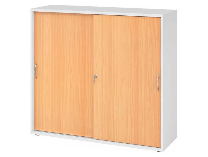 BETA S 1753S Schiebetürenschrank 3 OH Bogengriff Metall Weiß/Buche