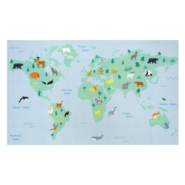 Associated Weavers Mapa Świata Deluxe dywan dla dzieci 120 x 195 cm (195 x 120 cm) (WORLD MAP 120 X 195 CM)