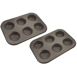 BERGNER Lovers - 2er-Set Muffinformen für 6 Muffins, 26,5 x 18,5 x 3cm, aus extrem robustem, antihaftbeschichtetem Kohlenstoffstahl