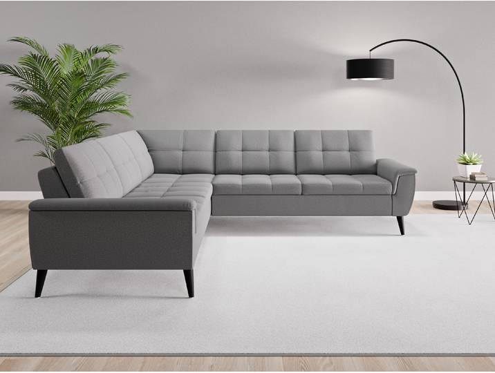 Ecksofa Rio Nr. 2 - Grau (Schiefergrau) - Softwolle