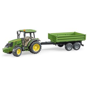 bruder 02108 Landwirtschaftsfahrzeug John Deere 5115M, Traktor mit Anhänger, Maßstab 1:16