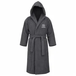 Dewello® Bademantel mit Kapuze Baumwolle für Sauna und nach dem Sport, Frottee Unisex Grau, Verschiedene Größen (S-XXL), Farbe:Grau