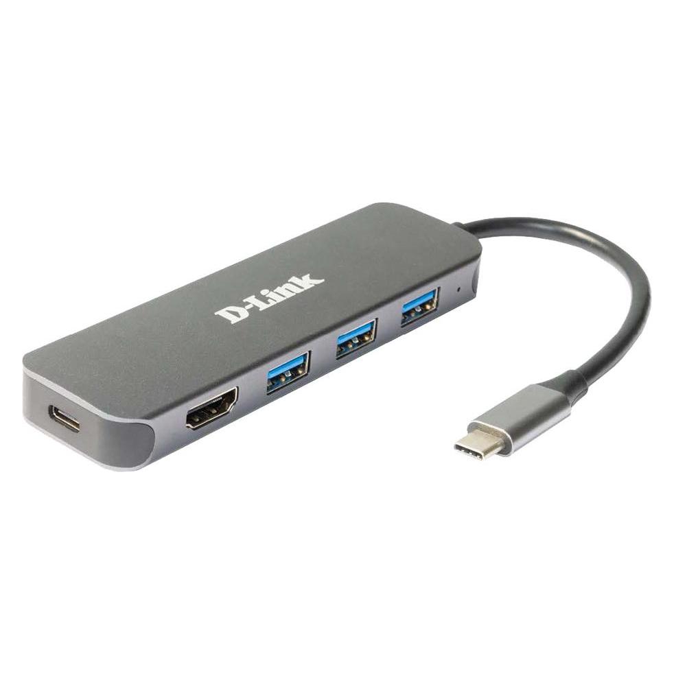 D-Link DUB-2333, USB Type-C, HDMI, USB 3.2 Gen 1 (3.1 Gen 1) Type-A, USB Type-C, 5000 Mbit/s, Grey (USB-C, 5 Ports) (DUB-2333)