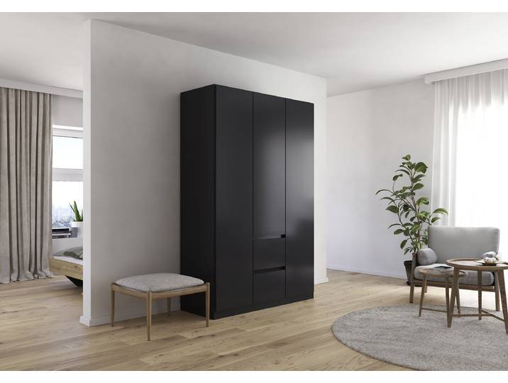 Drehtürenschrank Mainz 136cm Grau/Graumetallic Basic ohne Spiegeltür/-en