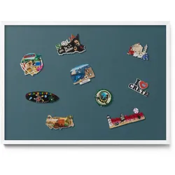 MAGNETTAFEL 70x50 cm Weißer Rahmen Dunkles Petrol