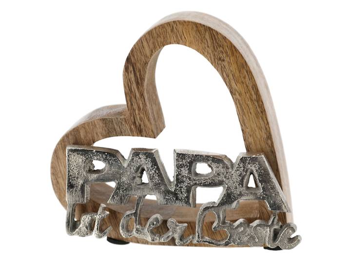 Dekoherz aus Holz, Papa ist der Beste, L 15 x B 5 x H 15 cm
