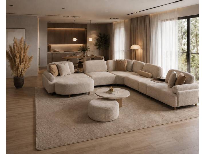 JVmoebel Wohnlandschaft Modernes Wohnset Flexibles L-Form Ecksofa Hocker Komfort Premium, 2 Teile, Made in Europa