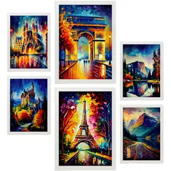 POSTER Set Mit 6 Herbst Im Ölgemälde Stil A3 & A4 Weißer Rahmen