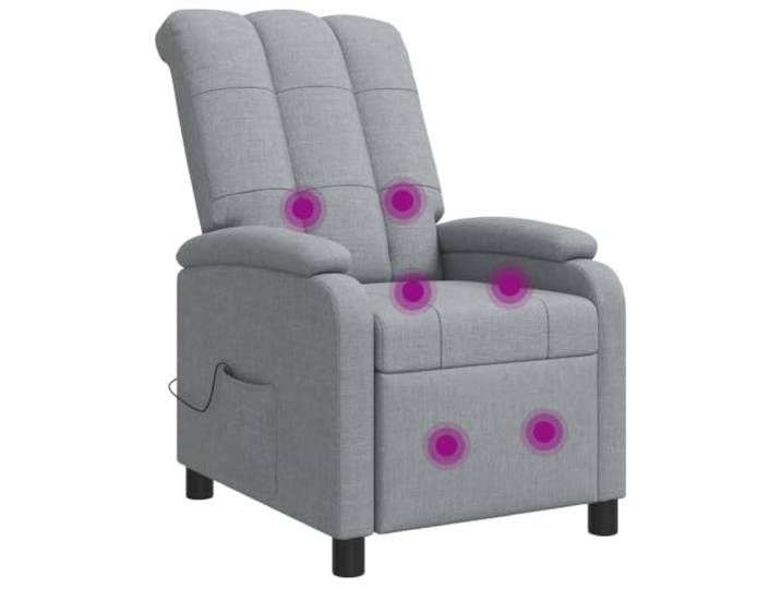 Massage Relaxsessel Hellgrau Stoff Verstellbarer Neigungswinkel 115°-160°, Polyesterstoff, Metall- und Holzwerkstoffrahmen, pflegeleicht