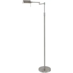 Mexlite LED Stehleuchte KARL, 10W 2700lm 800lm, Höhe verstellbar, mit Gelenkarm + Push-Dimmer, stahl gebürstet STE-5895ST