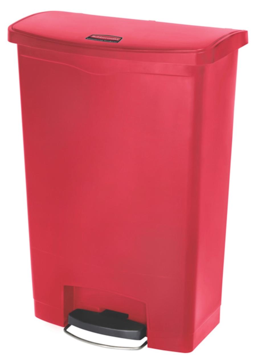 Rubbermaid Slim Jim Step On Container Front Step Pedal-Abfalleimer | 90 Liter, HxBxT 82,6x35,3x75cm | Polyethylen | Rot