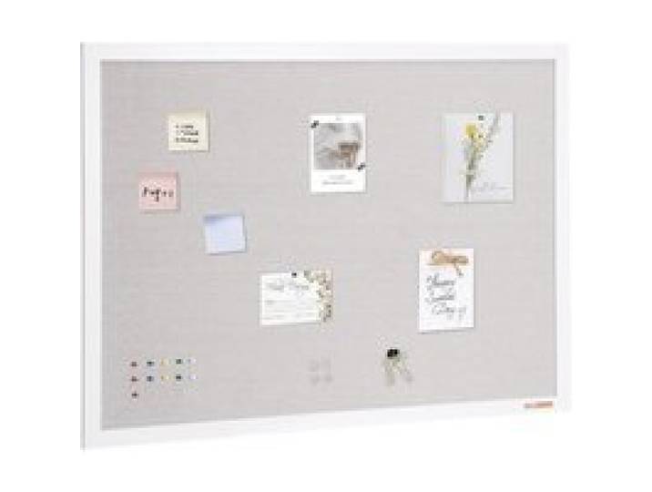 VEVOR Tableau en liège blanc avec surface en lin, 1200 x 900 mm, tableau d'affichage mural élégant avec cadre en bois blanc, tableau d'affichage élégant et fonctionnel pour maison, école et bureau