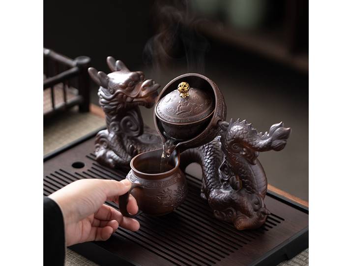 1 ensemble, service à thé créatif et pratique, théière dragon semi-automatique, service à thé magnétique rotatif à conduction d'eau, service à thé chinois Kung Fu