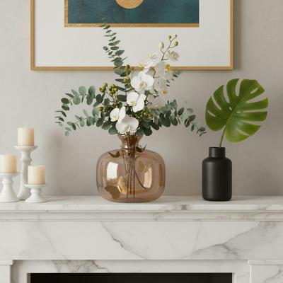 Sagebrook Home Decorative Vase - Gold Glass with Butterfly Garland, 10 in.