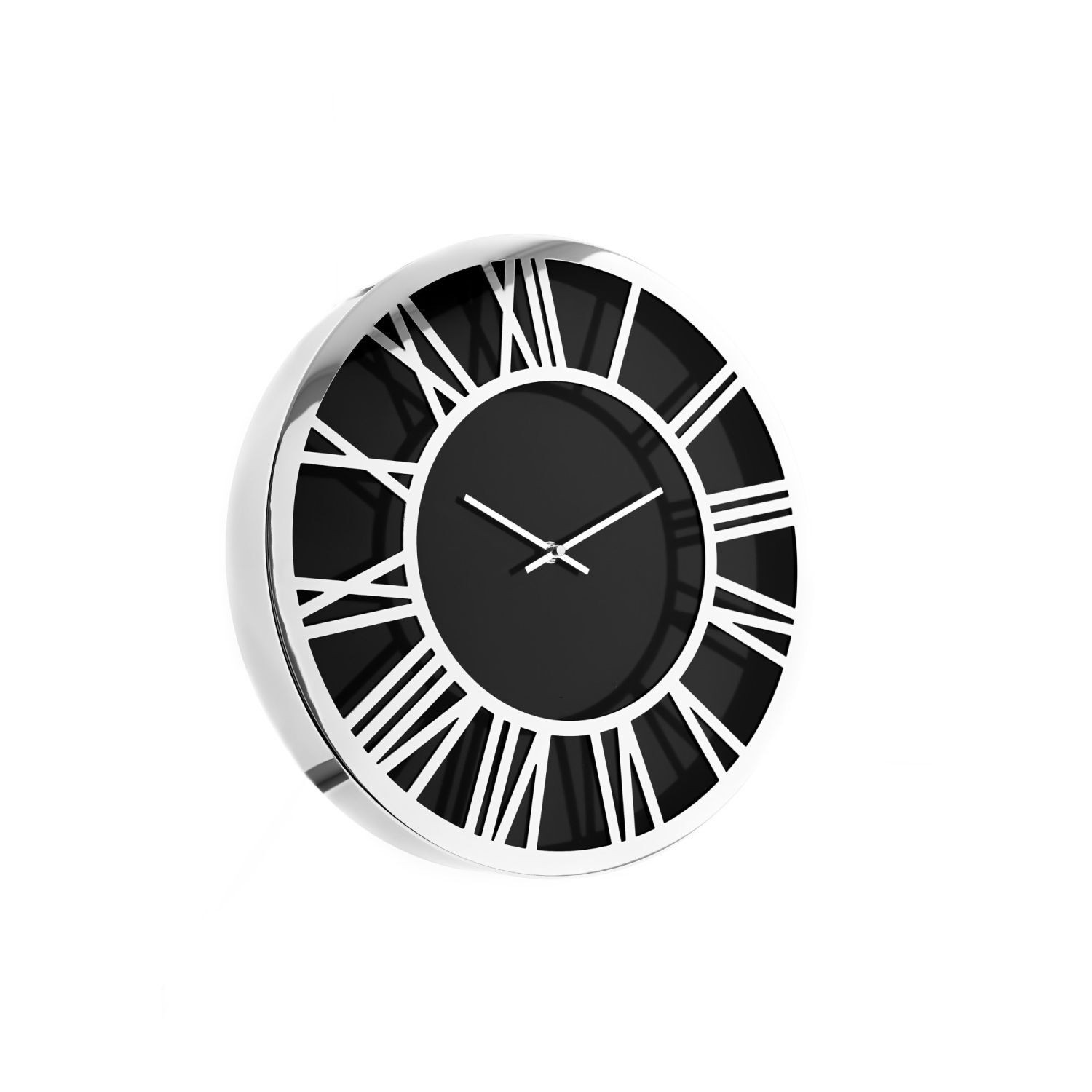 Almina elegante wandklok met Romeinse cijfers, zwart/zilver, Diameter: 40 cm