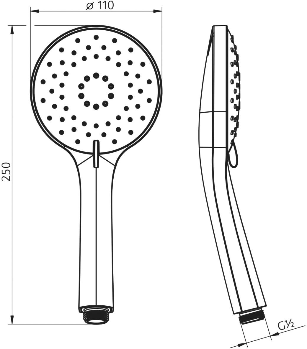 HSK Design-Handbrause rund, mit 3 Strahlarten