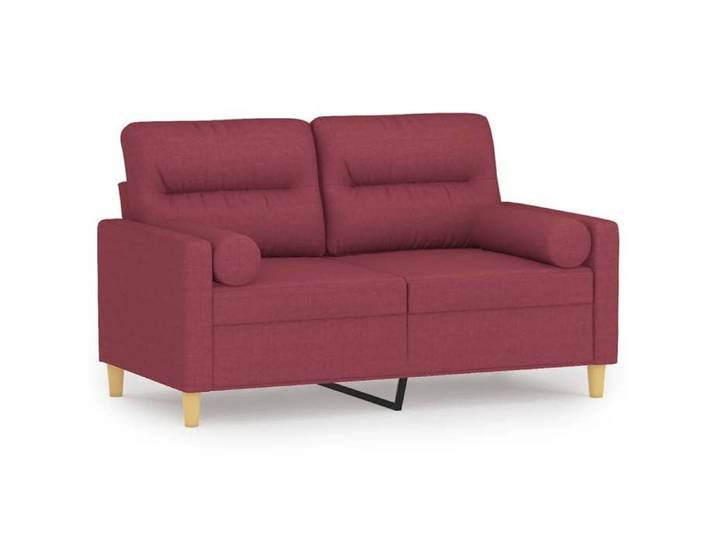 Tissu CANAPÉ FIXE - Magnifique - Canapé 2 places - moderne et rectangulaire - avec oreillers bordeaux 120 cm 306266