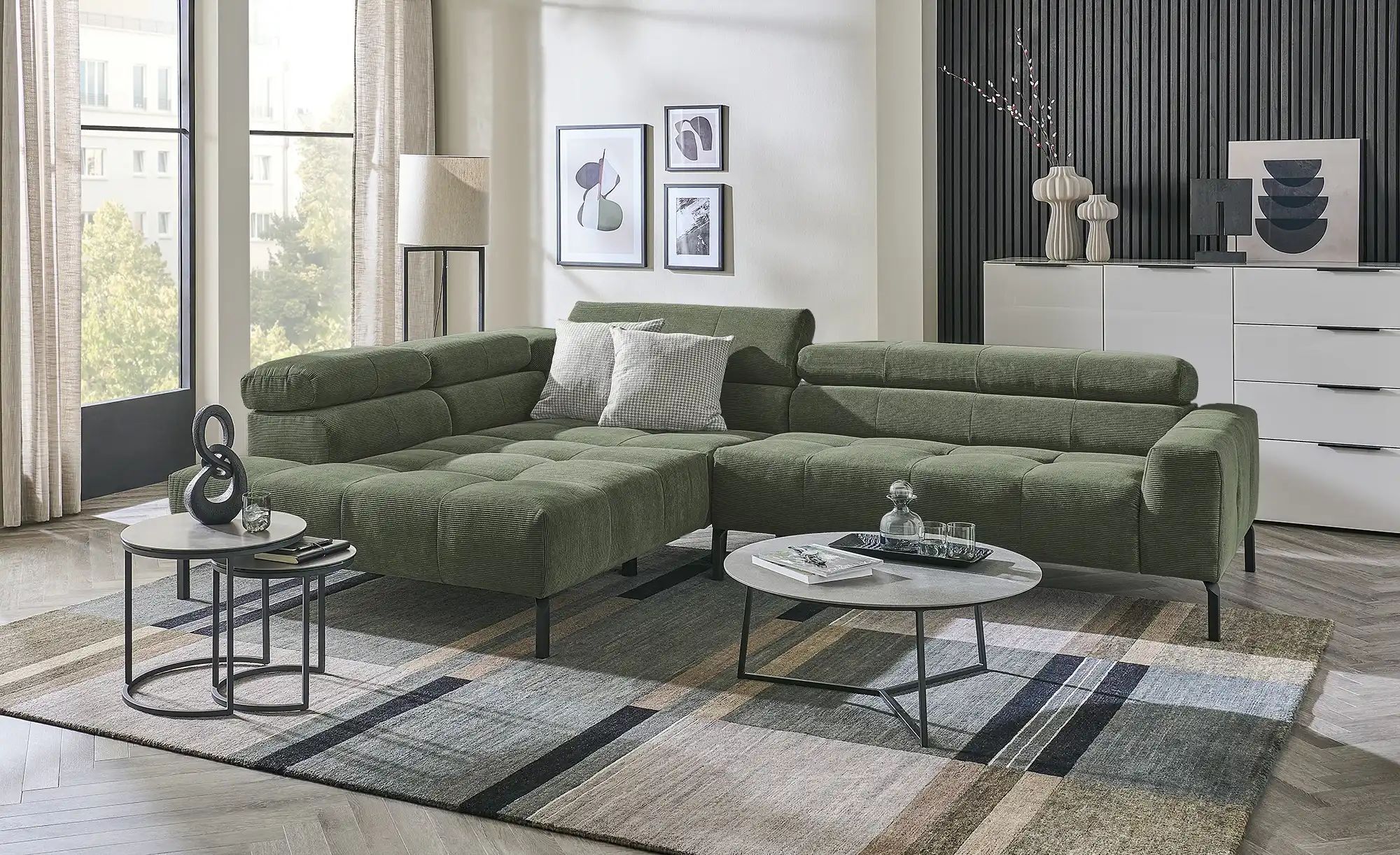 Max Schelling Ecksofa verstellbare Kopfteile MS Verve ¦ grün ¦ Maße (cm): B: 311