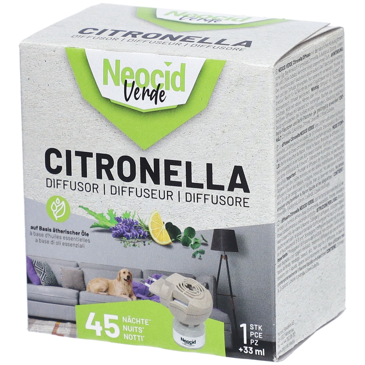 Neocid Verde Citronella Diffusor mit Flasche 33ml 33 ml Liquidum