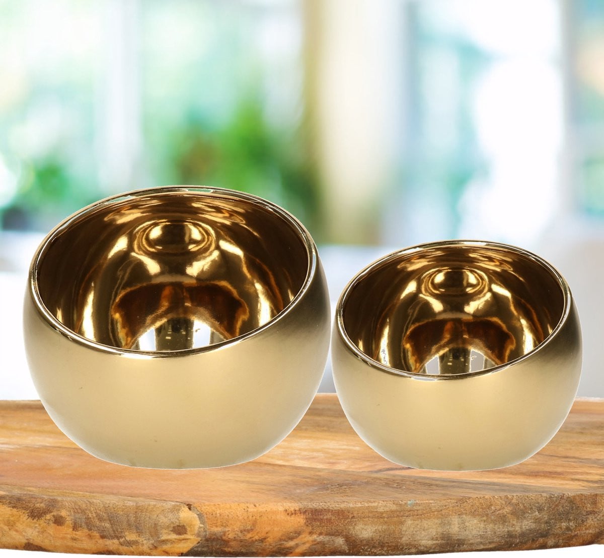 Countryfield Luxe Theelichthouders set van 2 goud keramiek