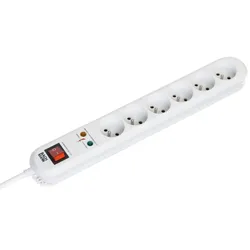 BACHMANN SMART Steckdosenleiste 6x UTE, 1x SPD, 1x Schalter, 3,0m CEE7/7, weiss