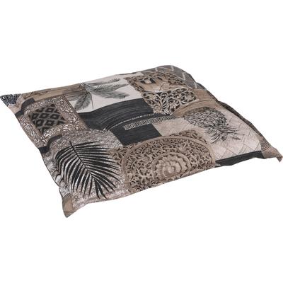 Hockerauflage GO-DE, braun (braun, natur), B:50cm T:50cm, Baumwolle, Polyester, Polsterauflagen, braun/natur