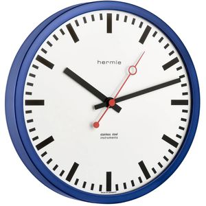 Hermle Wanduhr Grand Central 30471, Edelstahl, analog, Funkuhr, Ø 30 cm, blau