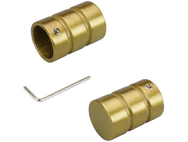 Gardinenstangen-Endstück LIEDECO Zylinder , gold (goldfarben, matt), L:3,5cm Ø:1,6cm, Gardinenstangenendstücke, Gardinenstangen-Endstück, für Gardinenstangen Ø 16 mm