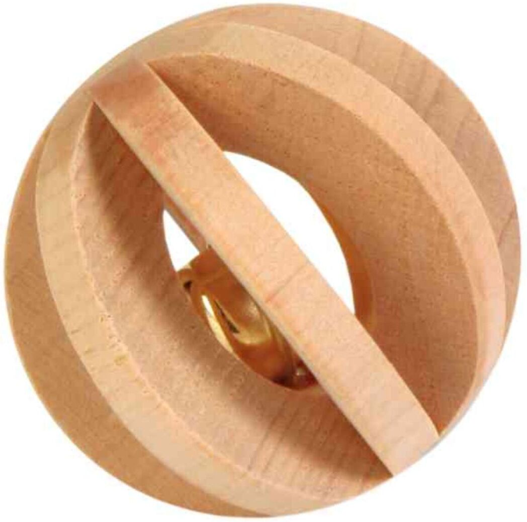 TRIXIE Lamellenball mit Schelle, Holz unbehandelt, Ø 6 cm
