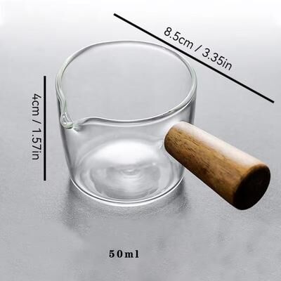 Inspired Finds Premium 75ml Glass Espresso Measuring Cup Double Single Spout Milk Jug With Handle <200ml milk Cup 50ml