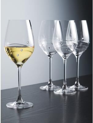 Majestic Gifts Inc. Wine Glass - w/ Swarovski Diamonds-12.5oz,Set/4