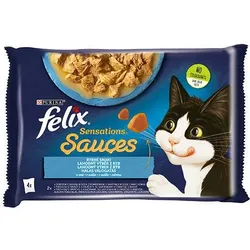 FELIX Sensations Fischaromen in Kabeljau- und Sardinen-Sauce 4x85g