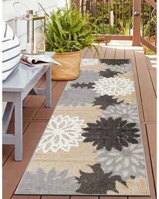 World Rug Gallery Floral Indoor/Outdoor High-Low Area Rug