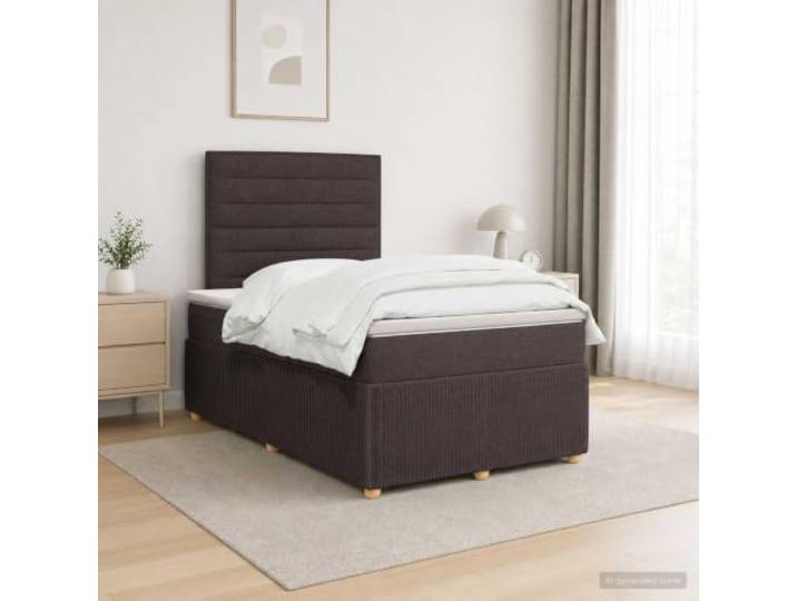 Boxspringbett mit Matratze Dunkelbraun 120 x 190 cm Kopfteil verstellbar, Taschenfedern, Polyesterfüllung, waschbare Bezüge, massives Kiefernholz