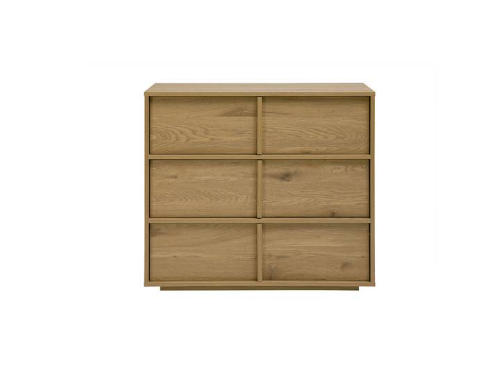 Commode finition bois clair chêne 3 tiroirs L90 cm LOTHAIRE