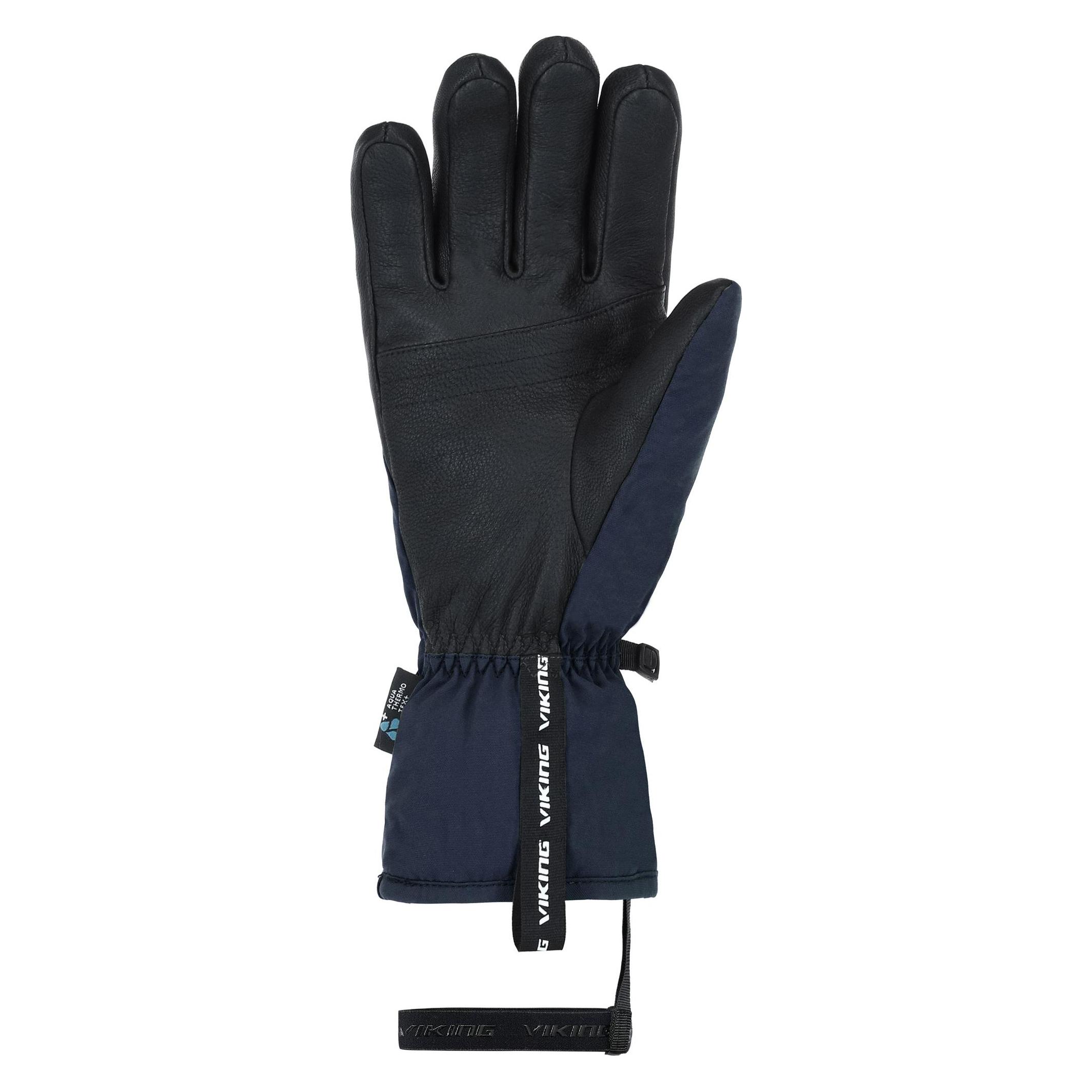 Viking Lars Herren-Skihandschuhe, Marineblau mit schwarzem Leder (8) (707343)