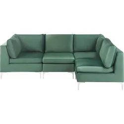 ECKSOFA Modul 4-Sitzer linksseitig Grün Samtstoff Evja