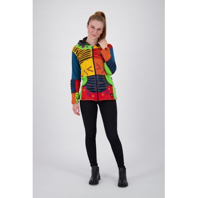 Fleecejacke ANKERGLUT "Patchwork Multicolor NUNAVUT II NEW FLOWER POWER", Damen, Gr. 44L, bunt, Fleece, 100% Baumwolle, regular fit hüftbedeckend, Jacken Fleecejacke