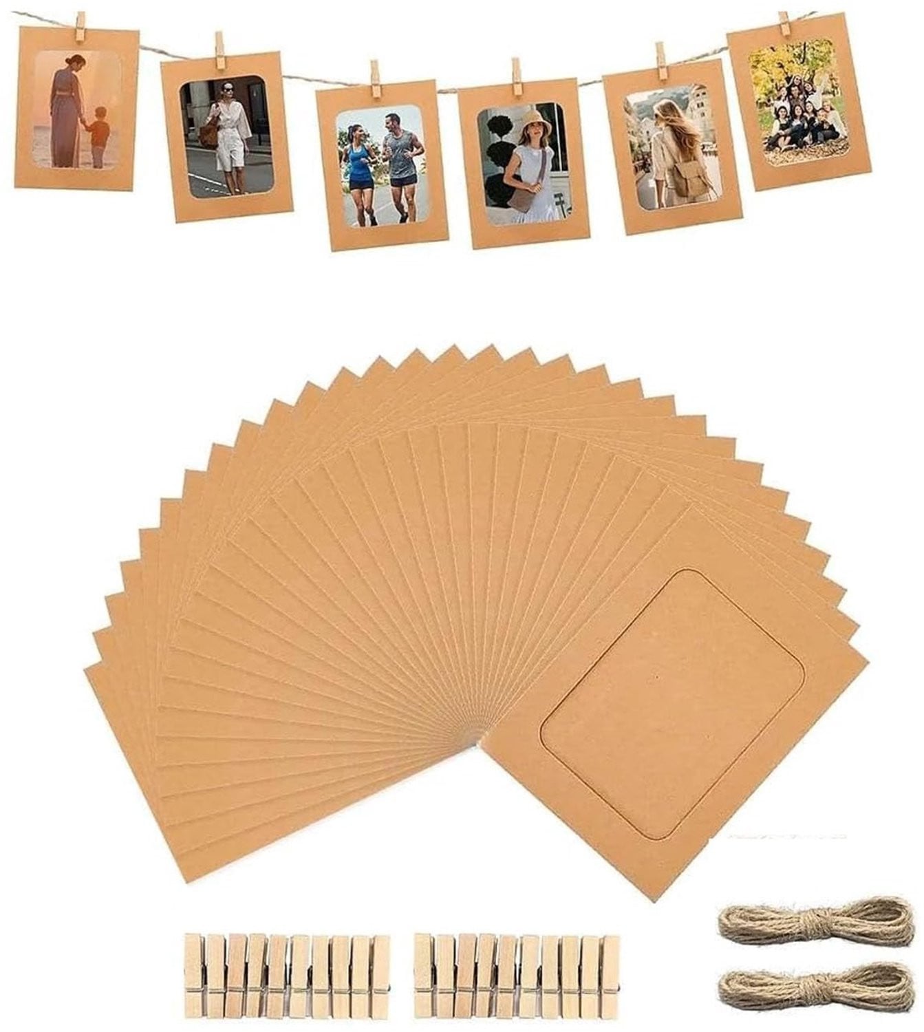 20 Stuks Fotolijsten van Kraftpapier - DIY Wanddecoratie Set