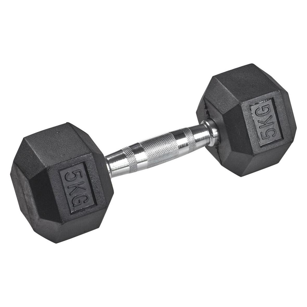 Tanga Sports Gummi-Kurzhantel HEX (1 x 5 kg) (F-1649 / K3474)