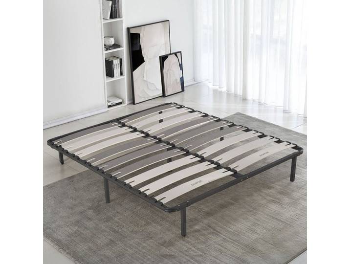 Sommier Morpholattes 140x200cm 5 zones de maintien Résistant et confortable Latte extra larges flexible Montage rapide