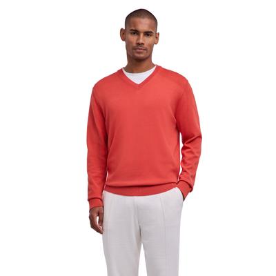 Strickpullover FALKE "Cotton Knit", Herren, Gr. L, rot (rust (8404)), Pullover Strickpullover
