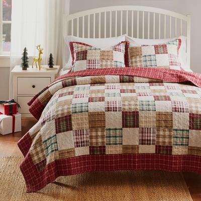 Greenland Home Fashions Greenland Home Oxford Quilted Bedspread Set, Traditional Plaid, Cotton