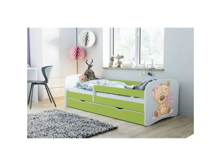 Lit enfant Kocot Kids Babydreams nounours vert fleurs sans tiroir sans matelas 160/80