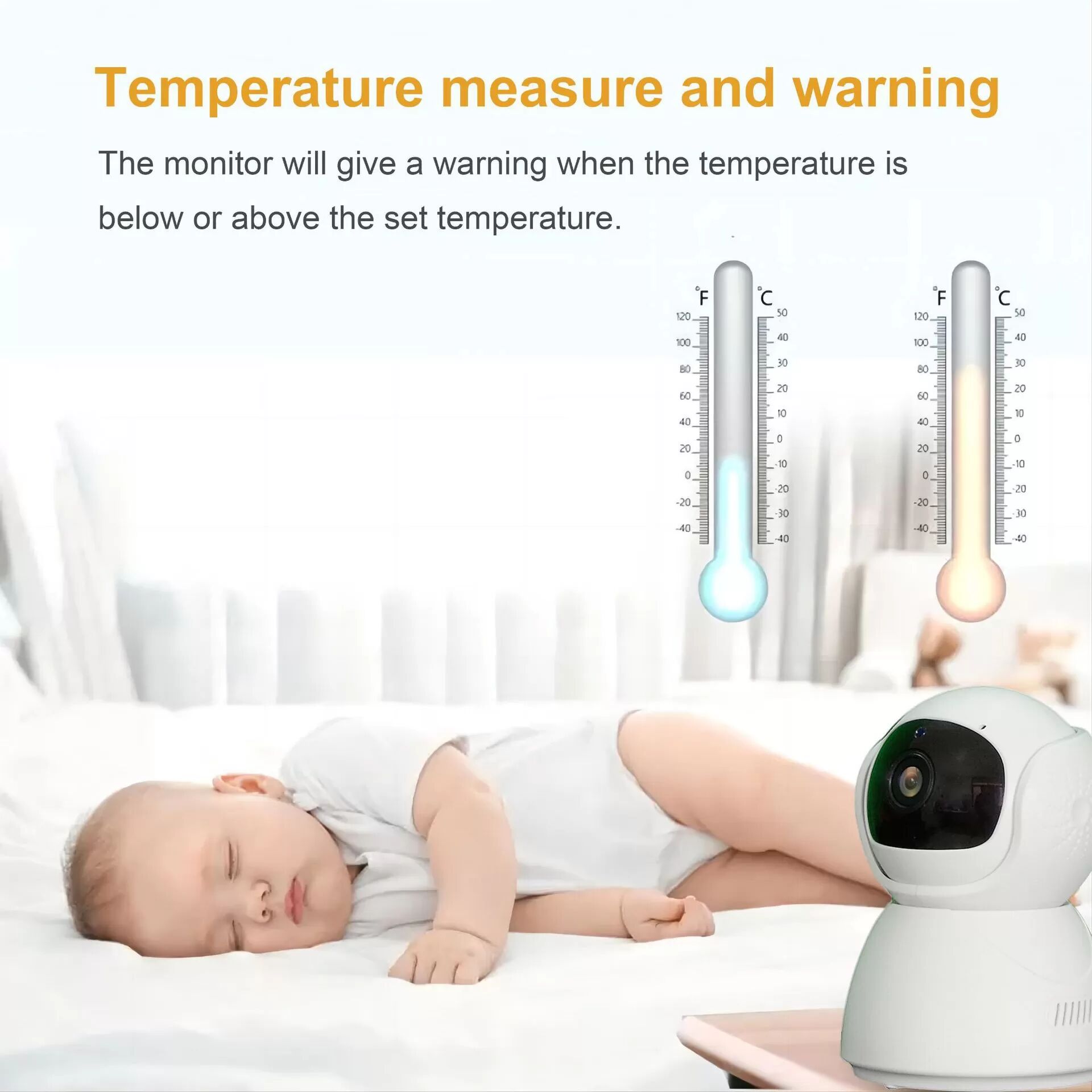 INF Videomonitor mit Kamera 2,4G-Übertragung, Babyphone mit 2-Wege-Audio und Nachtsicht