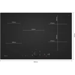 Neff N 90, Induktionskochfeld, 80 cm, Mattschwarz, Rahmenlos aufliegend, T68NUV4A0, Kochfeld, Schwarz