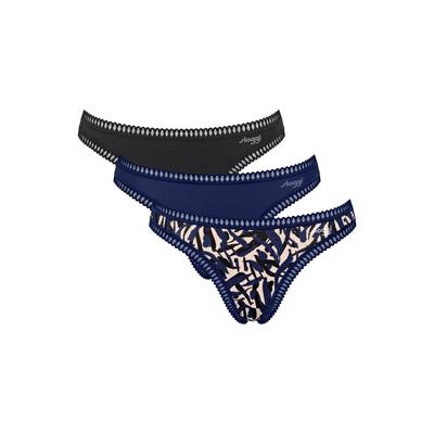 String SLOGGI "String GO Crush String C3P 3er Pack", Damen, Gr. S, blau, Obermaterial: 95% Baumwolle CO. 5% Elasthan EL., Unterhosen String